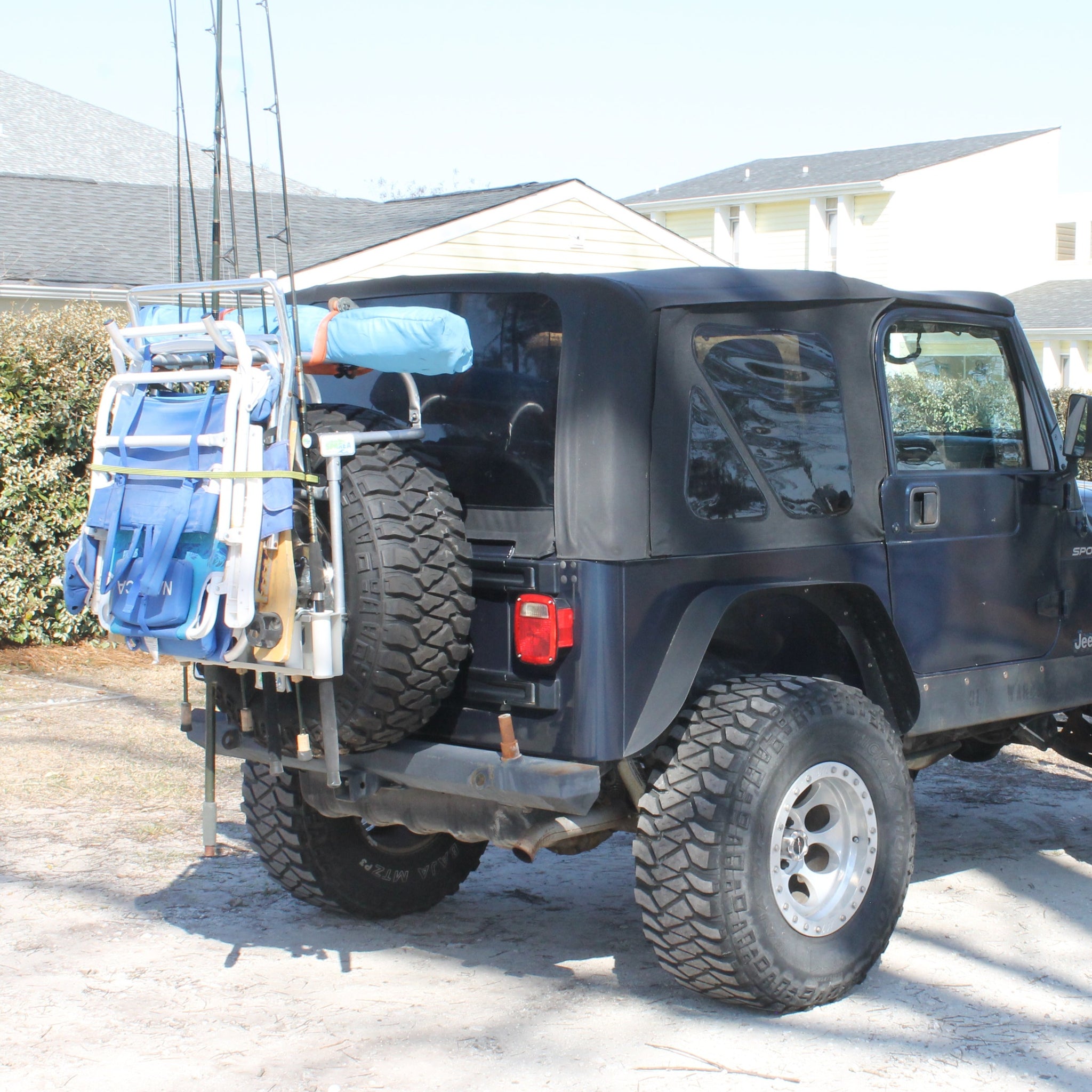 jeep spare tire fishing rod holder TJ / YJ 2 Chair & Fishing Rack (FR-4) Combo – SPAREA PRODUCTS