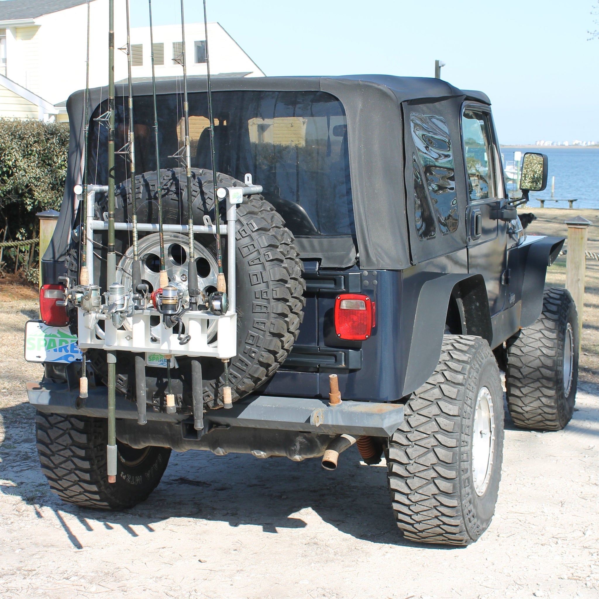 spare tire fishing rod holder TJ / YJ Fishing Rack (FR-4)