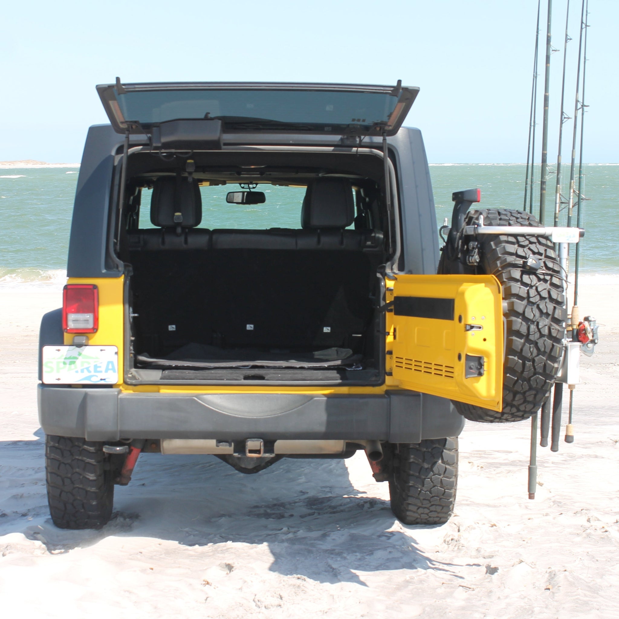 jeep spare tire fishing rod holder JK / JKU Fishing Rack (FR-4) – SPAREA PRODUCTS
